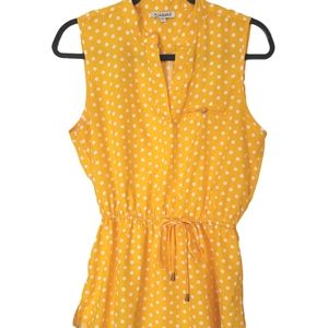 Mileage Yellow Polka Dot Sleeveless Blouse
